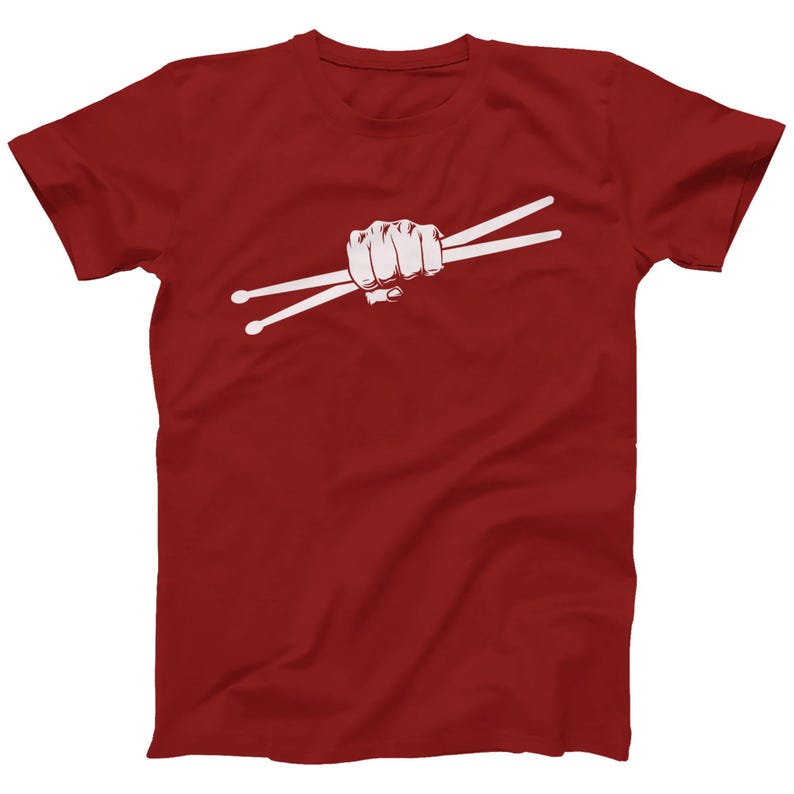 Drummer T-Shirt: Drum Sticks Graphic Tee - Adults and Kids - Plus Sizes Red