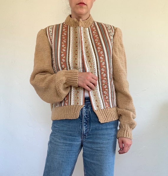 vintage 70s handknit quilted cardigan sweater | fl