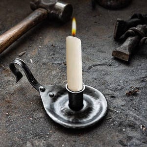 Hand Forged Rustic Finger Loop Candle Holder