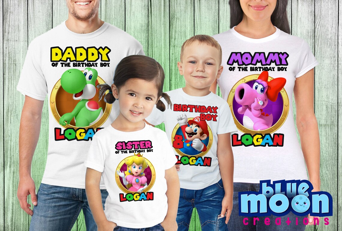 Super Mario family shirts Custom birthday shirt Mario Bros Etsy