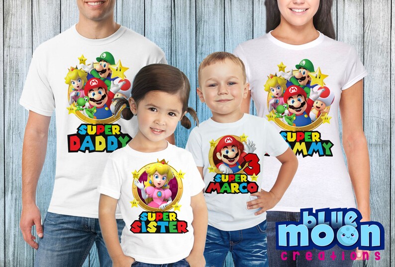 Super Mario Birthday Shirt Super Mario Family Shirts Custom Etsy