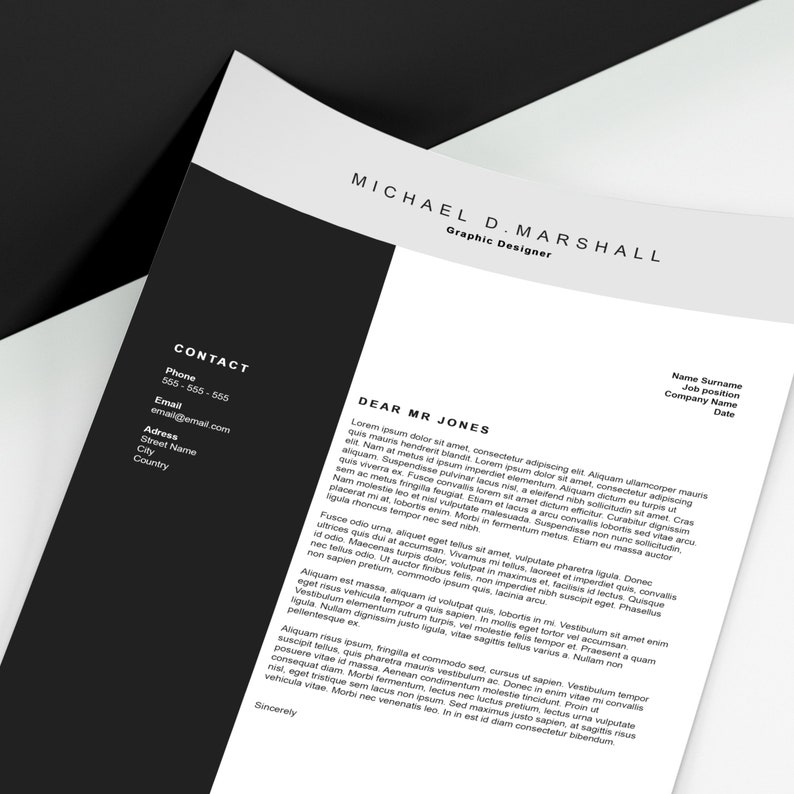 MICHAEL Model Resume Moderne Minimalist 2 Pages & Cover Letter Ms Word Photoshop Professionnel Curriculum vitae image 3
