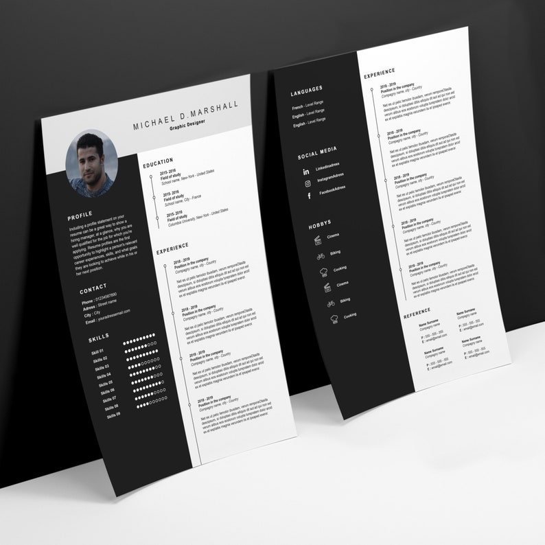 MICHAEL Model Resume Moderne Minimalist 2 Pages & Cover Letter Ms Word Photoshop Professionnel Curriculum vitae image 2