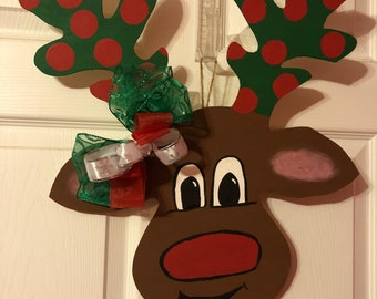 Reindeer Door Decor Etsy