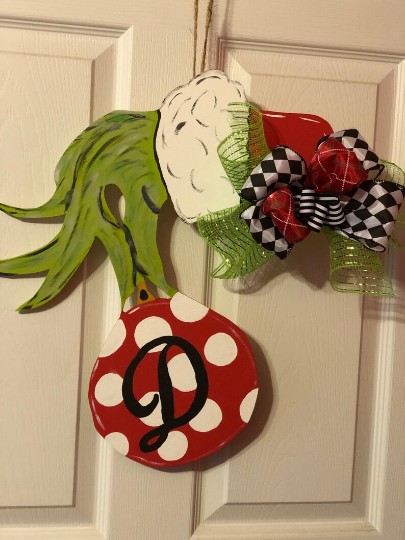 Grinch Wooden Door Hanger Etsy