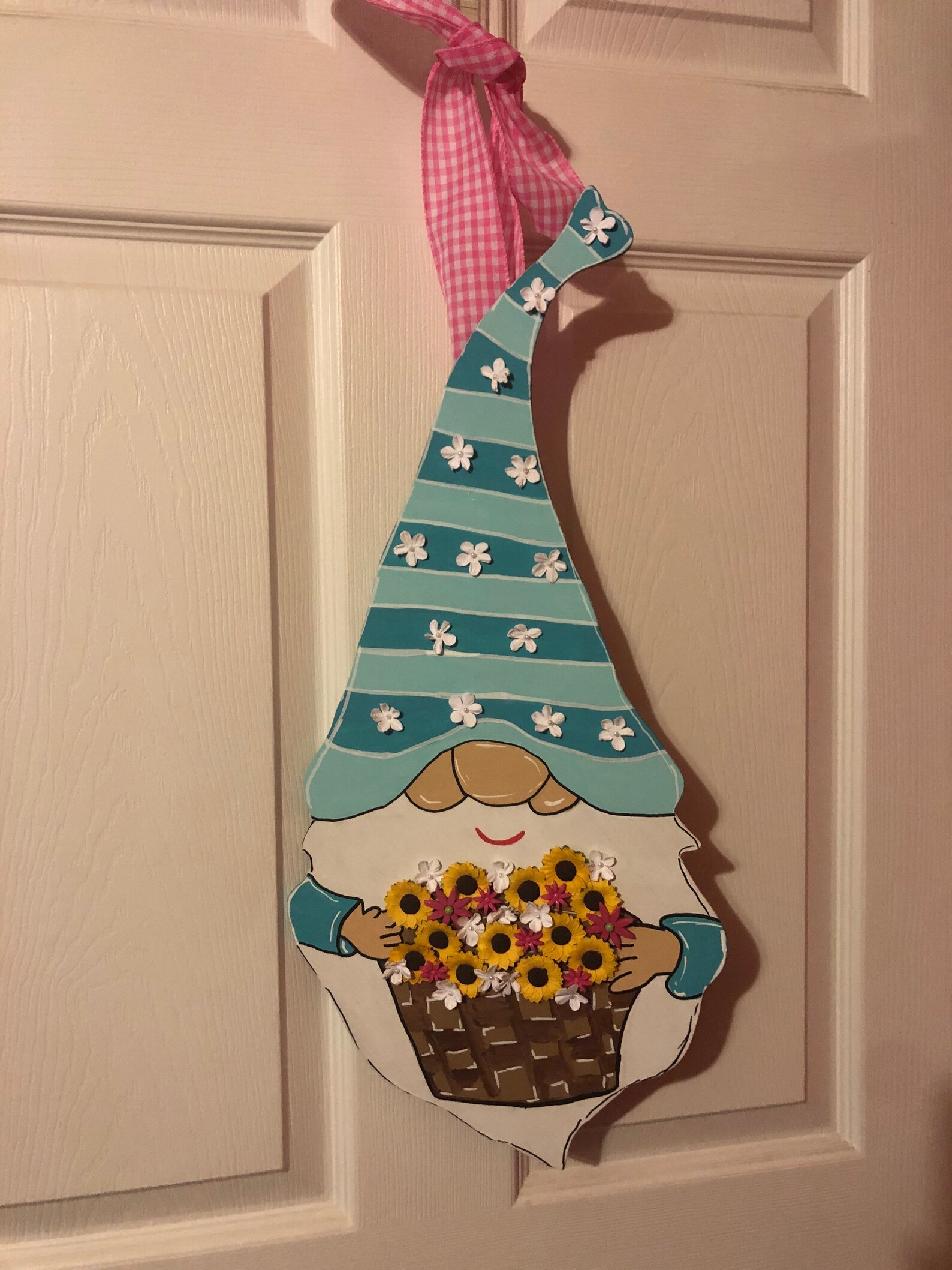 Gnome Wooden Door Hanger Etsy