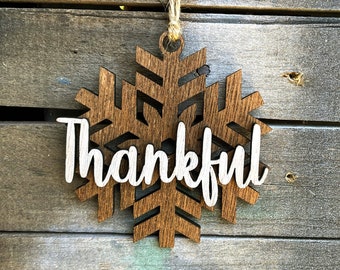Snowflake Ornament - Name Ornament - Personalized- BLESSED THANKFUL CHRISTMAS Ornament - Custom ornaments