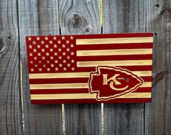 Kansas City Chiefs   flag | rustic wood flag | football | home decor | man cave |