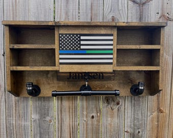 Custom Wall Mounted Duty Rack - Police Gear - Duty Gear Rack - EDC Storage - Cop Caddy- Police Storage  K9, Cop Caddy, Vest Holder