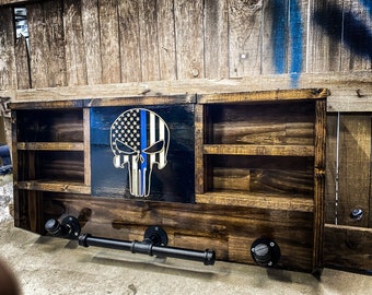 Custom Punisher  LOGO Duty Rack - Police Gear - Duty Gear Rack  Cop Caddy- Police Storage
