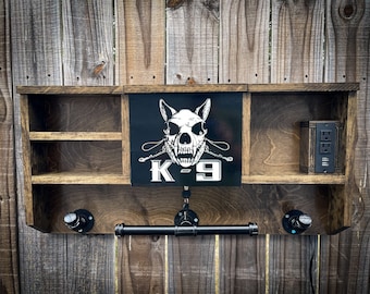 Custom Police K9  Skull Duty Rack - Police Gear - Duty Gear Rack - EDC Storage - Cop Caddy- Police Storage