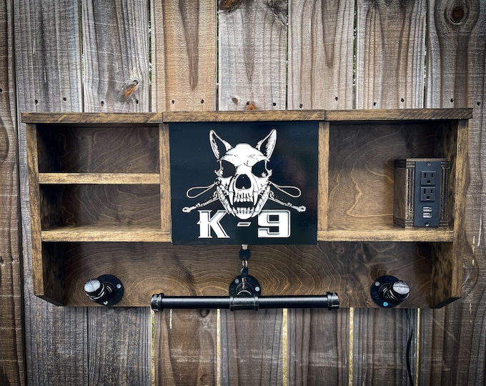 Custom Police K9  Skull Duty Rack - Police Gear - Duty Gear Rack - EDC Storage - Cop Caddy- Police Storage