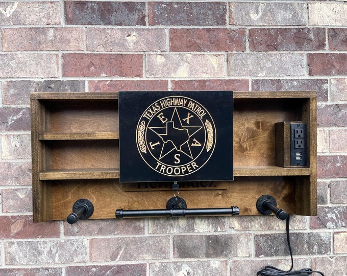 Custom Engraved Texas DPS Duty Rack: Police Gear Organizer with Keyed Lock