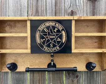 Custom Texas TXDPS LOGO Duty Rack - Police Gear - Duty Gear Rack  Cop Caddy- Police Storage
