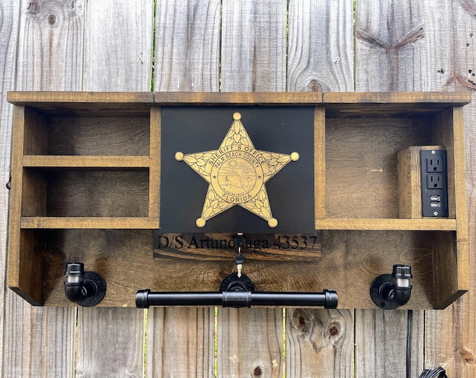 Customizable Sheriff Duty Rack: Police Gear Storage with Lock