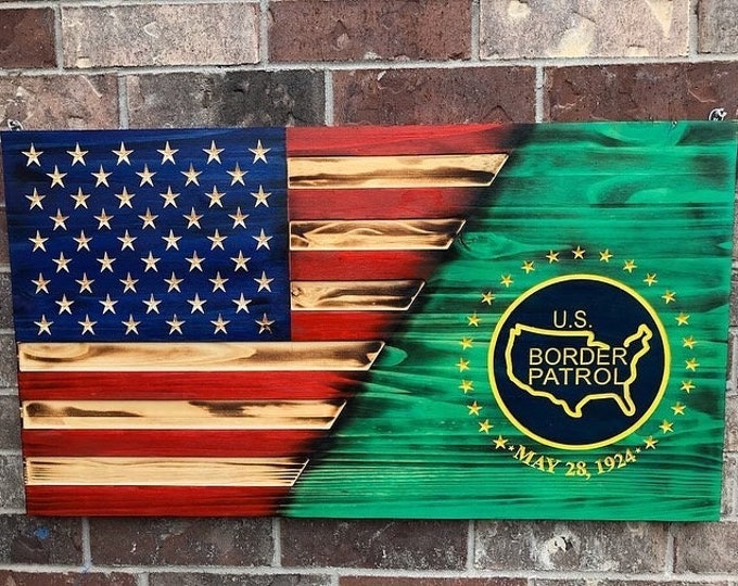 Carved US Border Patrol American Flag