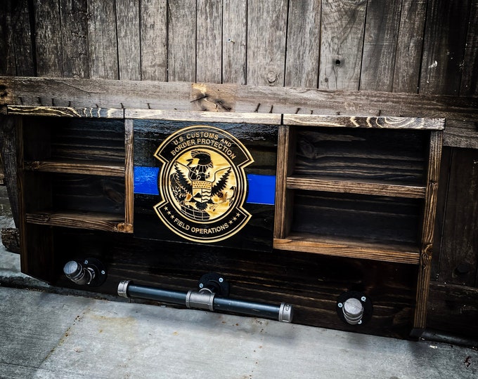 Custom Wall Mounted CBP THINLINE Duty Rack - Police Gear - Duty Gear Rack - EDC Storage - Cop Caddy- Police Storage