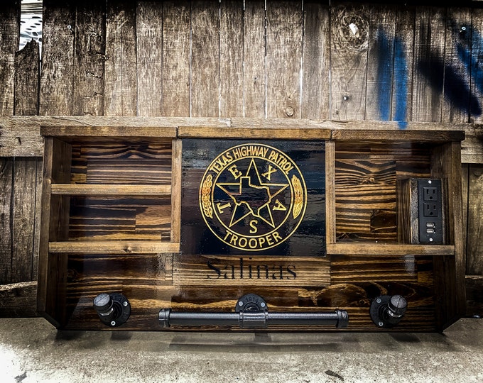 Custom Texas TXDPS LOGO Duty Rack - Police Gear - Duty Gear Rack  Cop Caddy- Police Storage