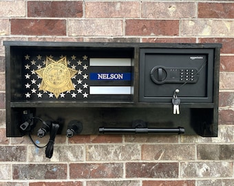 California Highway Patrol Police Gear Rack: Duty Vest Holder with Safe