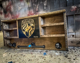 Maryland State Patrol Custom Duty Rack - Police Gear - Duty Gear Rack  Cop Caddy- Police Storage