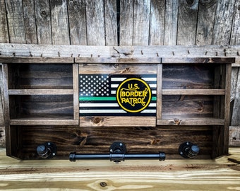 Custom Border Patrol Duty Gear Rack: Locking Storage, Vest Holder