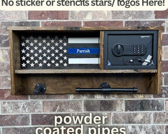 Custom Police Duty Gear Rack with Lockbox Safe – Thin Blue Line Warrior Rack