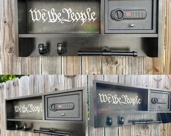 Customizable Police Duty Rack: American Flag Gear Storage with Safe