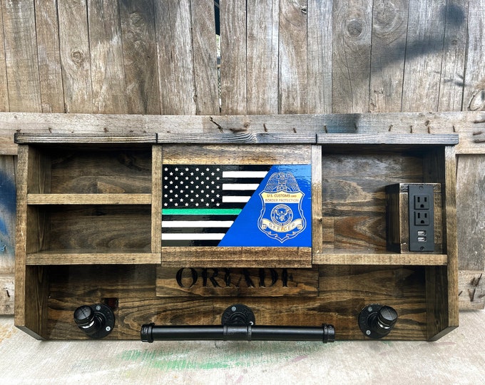 Featured listing image: Custom Wall Mounted Duty Rack - Police Gear - Duty Gear Rack - EDC Storage - Cop Caddy- Police Storage
