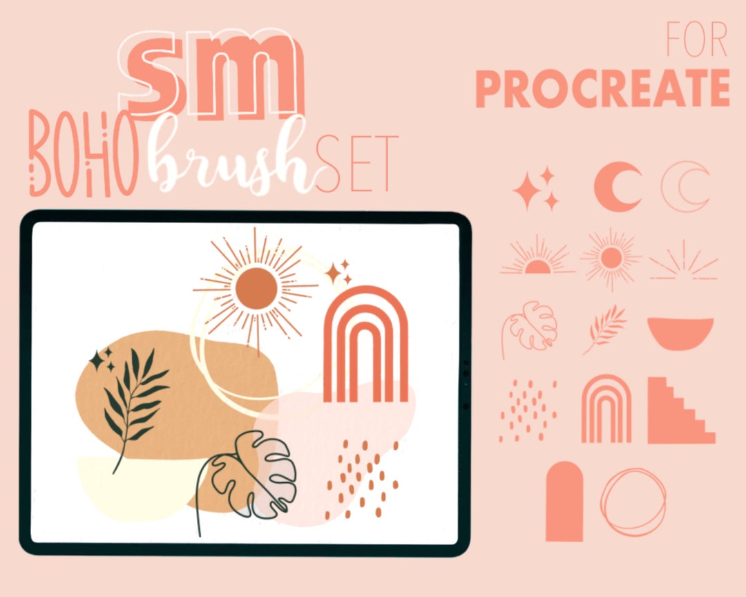 14 Boho Procreate Stamps | Abstract Procreate Stamps | Doodle Procreate ...