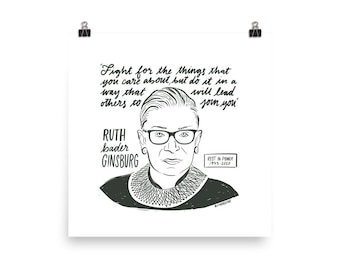 Ruth Bader Ginsburg Portrait Illustration RBG SCOTUS poster print