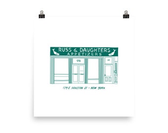 Russ & Daughters Illustration Drawing NYC Jewish Eatery Bagel