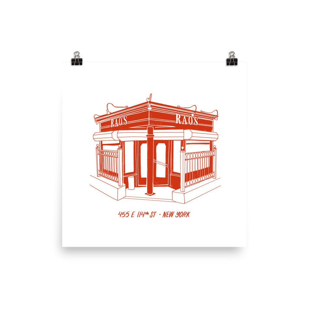 Rao's Illustration Drawing NYC Italian Landmark Eatery Restaurant ...