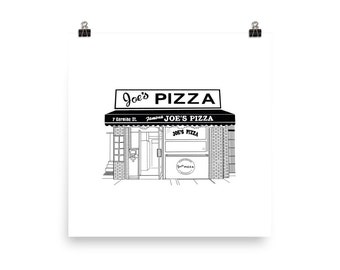 Joe's Pizza Illustration Drawing Pizzeria NYC Pizza (Black)