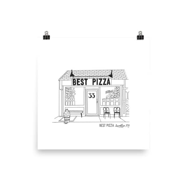 Best Pizza Illustration Drawing Pizzeria Brooklyn NYC Pizza