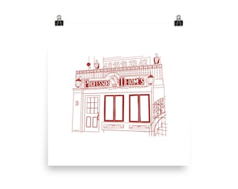 Professor Thom's Print Illustration Storefront NYC New England Patriots Red Sox