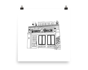 Professor Thom's Print Illustration Storefront NYC New England Patriots Red Sox (Black)