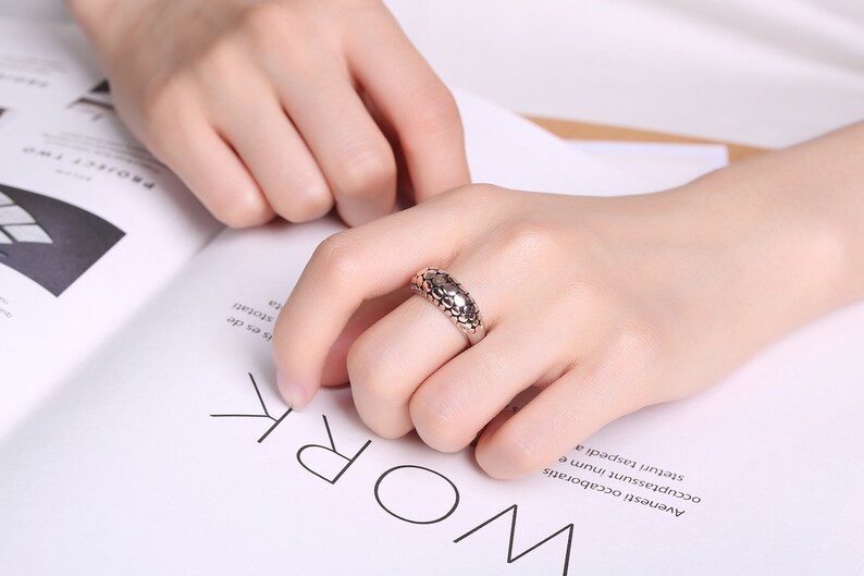 Animal Ring Wide Ring Geometric Rose Gold Snake Enamel Ring Dome Ring Dot Ring Statement Ring Boho Ring Cocktail Ring
