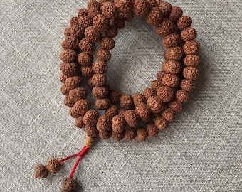 8 Mukhi Rudraksha Mala Beads| 108 Mala Bead Necklace | Meditation Beads (10mm)| Mala Beads | Rudraksha Beads | Mala Necklace