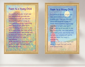 Poema para un niño pequeño, descarga digital, decoración infantil, arte para la educación en el hogar, poema para niños, arte inspirador para niños, arte caprichoso, atemporal