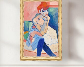 Woman in a Chemise 1906, André Derain, Vintage French Art, Expressionist Wall Decor, Printable Wall Art, Fauvist Art,