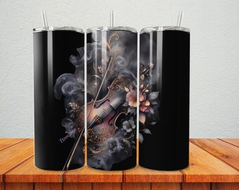 Diseño de sublimación para vaso de 20 oz de violín gótico (descarga digital)