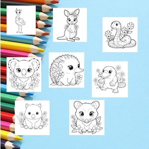 Australian Animals Coloring Pages for Kids: Educational Kawaii Designs (PDF Download