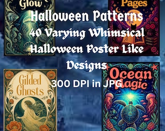 Halloween caprichoso, diario de recortes, efímero, álbum de recortes, arte de pared, arte de póster, brujas, gatos, calabazas, fantasmas, paquete de láminas de galería, niños