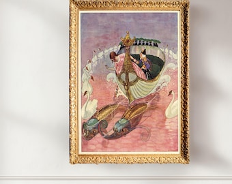 Vintage Nutcracker Art Print, Artus Scheiner Fairy Tale Illustration, The Nutcracker and the Mouse King Decor, Antique Storybook Wall Art