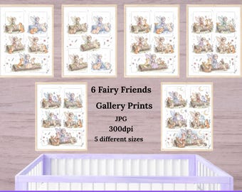 Decoración de bosque encantado, animales adorables, esencia de hadas, ilustraciones para guardería, arte digital de hadas caprichosas, decoración infantil de 6 galerías, decoración pastel