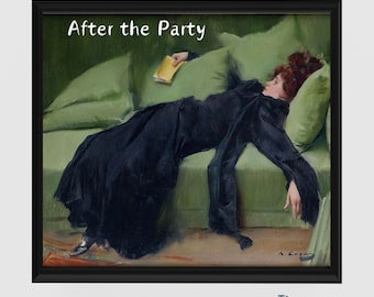 Lámina artística vintage: Después de la fiesta, Mujer decadente (Descarga digital)