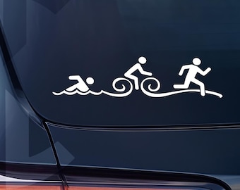 Triatlón — Calcomanía de vinilo para nadar, andar en bicicleta y correr / Calcomanía de estilo de vida de triatleta, 3 estilos
