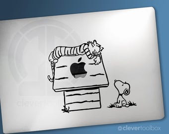 Hobbes catnapping on America's Favourite Beagle's dog house Vinyl Decal | | All Laptops & Tablets