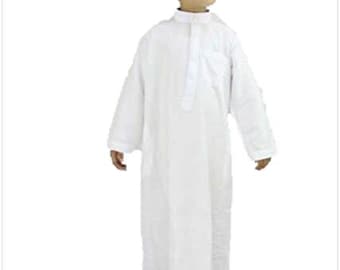 Collar Thobe Qatari Arab Saudi Jubba Dishdash Pyjama Trousers Boys and Mens Long Dishdash Robe Boys Sizes Desert UAE Oman Sheikh Costume