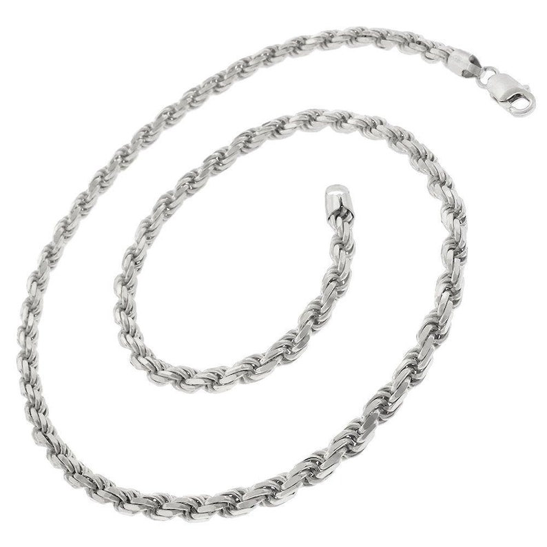 Made In Italy Next Level Jewelry Authentic Solid Sterling Silver 5.5MM Rope Diamond-Cut Link .925 Rhodium Necklace Chains